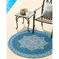 thumbnail image 1 of Rugs.com Outdoor Traditional Collection Rug – 4 Ft Round Teal Flatweave Rug Perfect For Kitchens, Dining Rooms, 1 of 5