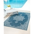 thumbnail image 1 of Rugs.com Outdoor Traditional Collection Rug – 4' x 6' Teal Flatweave Rug Perfect For Entryways, Kitchens, Breakfast Nooks, Accent Pieces, 1 of 5