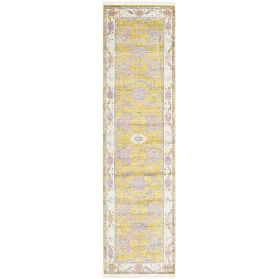 Rugs.com Paragon Collection Rug – 10 Ft Runner Green Medium-Pile Rug Perfect For Hallways, Entryways