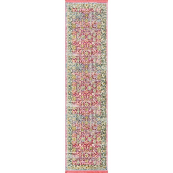 Rugs.com Paragon Collection Rug – 10 Ft Runner Pink Medium-Pile Rug Perfect For Hallways, Entryways
