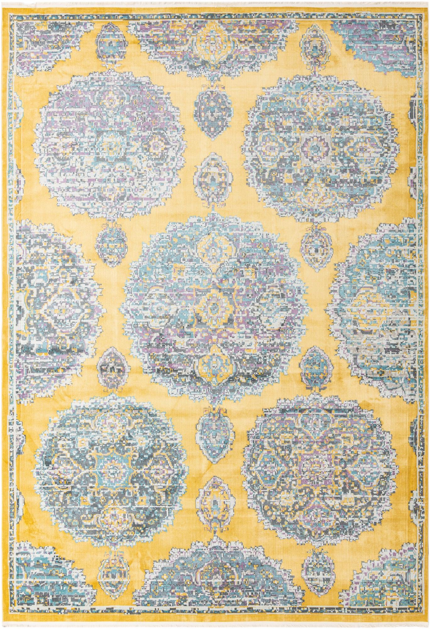 Rugs.com Paragon Collection Rug – 10' x 14' Yellow Medium-Pile Rug ...