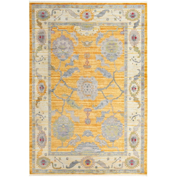 Rugs.com Paragon Collection Rug – 10' x 14' Yellow Medium-Pile Rug Perfect For Living Rooms, Large Dining Rooms, Open Floorplans