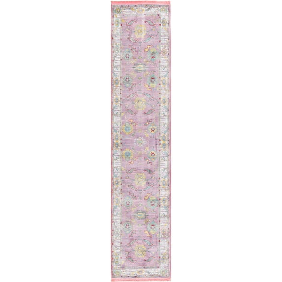 Rugs.com Paragon Collection Rug – 12 Ft Runner Pink Medium-Pile Rug Perfect For Hallways, Entryways