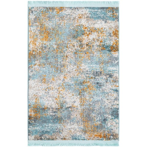 Rugs.com Paragon Collection Rug – 2' x 3' Aqua Medium-Pile Rug Perfect For Entryways, Kitchens, Breakfast Nooks, Accent Pieces
