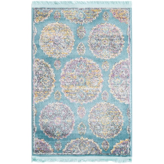 Rugs.com Paragon Collection Rug – 2' x 3' Blue Medium-Pile Rug Perfect For Entryways, Kitchens, Breakfast Nooks, Accent Pieces