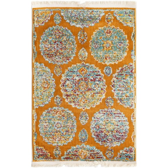 Rugs.com Paragon Collection Rug – 2' x 3' Orange Medium-Pile Rug Perfect For Entryways, Kitchens, Breakfast Nooks, Accent Pieces