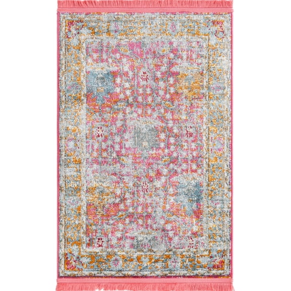 Rugs.com Paragon Collection Rug – 2' x 3' Pink Medium-Pile Rug Perfect For Entryways, Kitchens, Breakfast Nooks, Accent Pieces