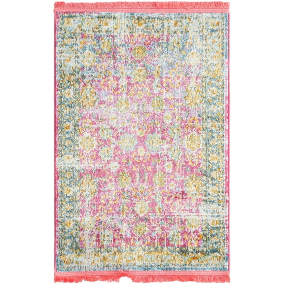 Rugs.com Paragon Collection Rug – 2' x 3' Pink Medium-Pile Rug Perfect For Entryways, Kitchens, Breakfast Nooks, Accent Pieces