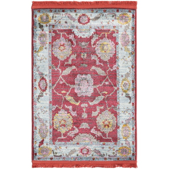 Rugs.com Paragon Collection Rug – 2' x 3' Red Medium-Pile Rug Perfect For Entryways, Kitchens, Breakfast Nooks, Accent Pieces