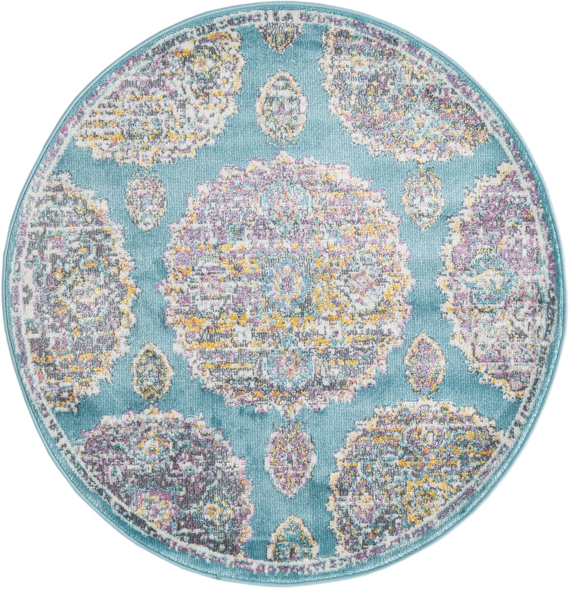 Rugs.com Paragon Collection Rug – 3 Ft Round Blue Medium-Pile Rug ...