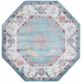 thumbnail image 1 of Rugs.com Paragon Collection Rug – 4 Ft Octagon Aqua Medium-Pile Rug Perfect For Living Rooms, Kitchens, Entryways, 1 of 1