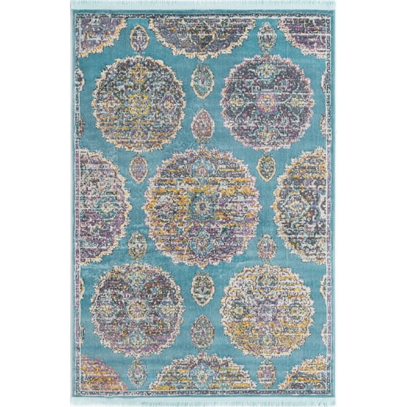 Rugs.com Paragon Collection Rug – 4' x 6' Blue Medium-Pile Rug Perfect For Entryways, Kitchens, Breakfast Nooks, Accent Pieces