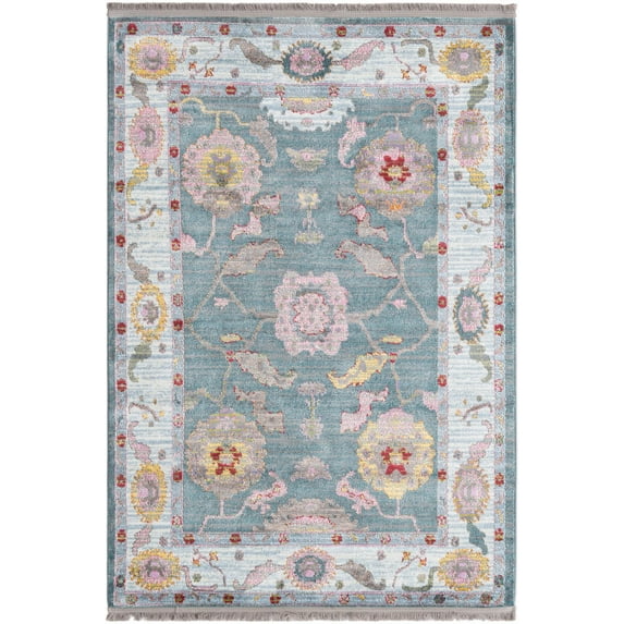 Rugs.com Paragon Collection Rug – 4' x 6' Gray Blue Medium-Pile Rug Perfect For Entryways, Kitchens, Breakfast Nooks, Accent Pieces