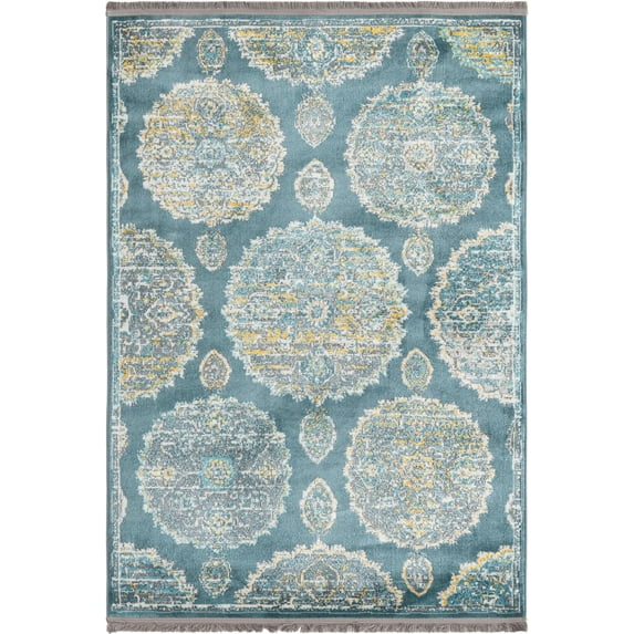 Rugs.com Paragon Collection Rug – 4' x 6' Gray Blue Medium-Pile Rug Perfect For Entryways, Kitchens, Breakfast Nooks, Accent Pieces