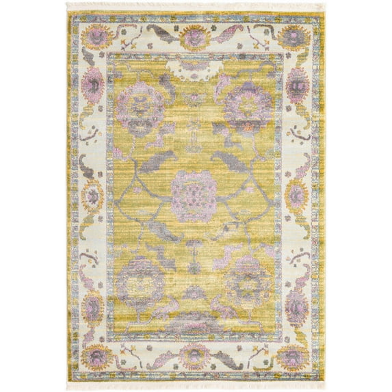 Rugs.com Paragon Collection Rug – 4' x 6' Green Medium-Pile Rug Perfect For Entryways, Kitchens, Breakfast Nooks, Accent Pieces