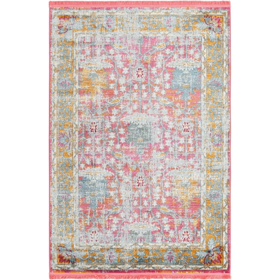 Rugs.com Paragon Collection Rug – 4' x 6' Pink Medium-Pile Rug Perfect For Entryways, Kitchens, Breakfast Nooks, Accent Pieces