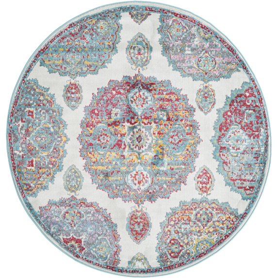 Rugs.com Paragon Collection Rug – 5 Ft Round Cream Medium-Pile Rug Perfect For Kitchens, Dining Rooms