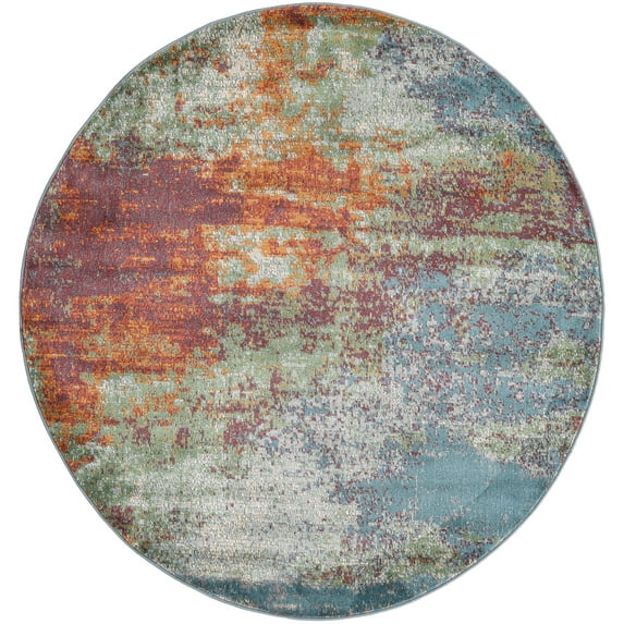 Rugs.com Paragon Collection Rug – 5 Ft Round Multi Medium-Pile Rug Perfect For Kitchens, Dining Rooms