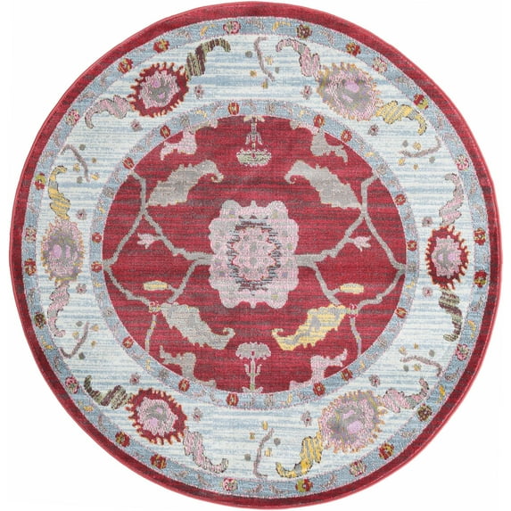 Rugs.com Paragon Collection Rug – 5 Ft Round Red Medium-Pile Rug Perfect For Kitchens, Dining Rooms