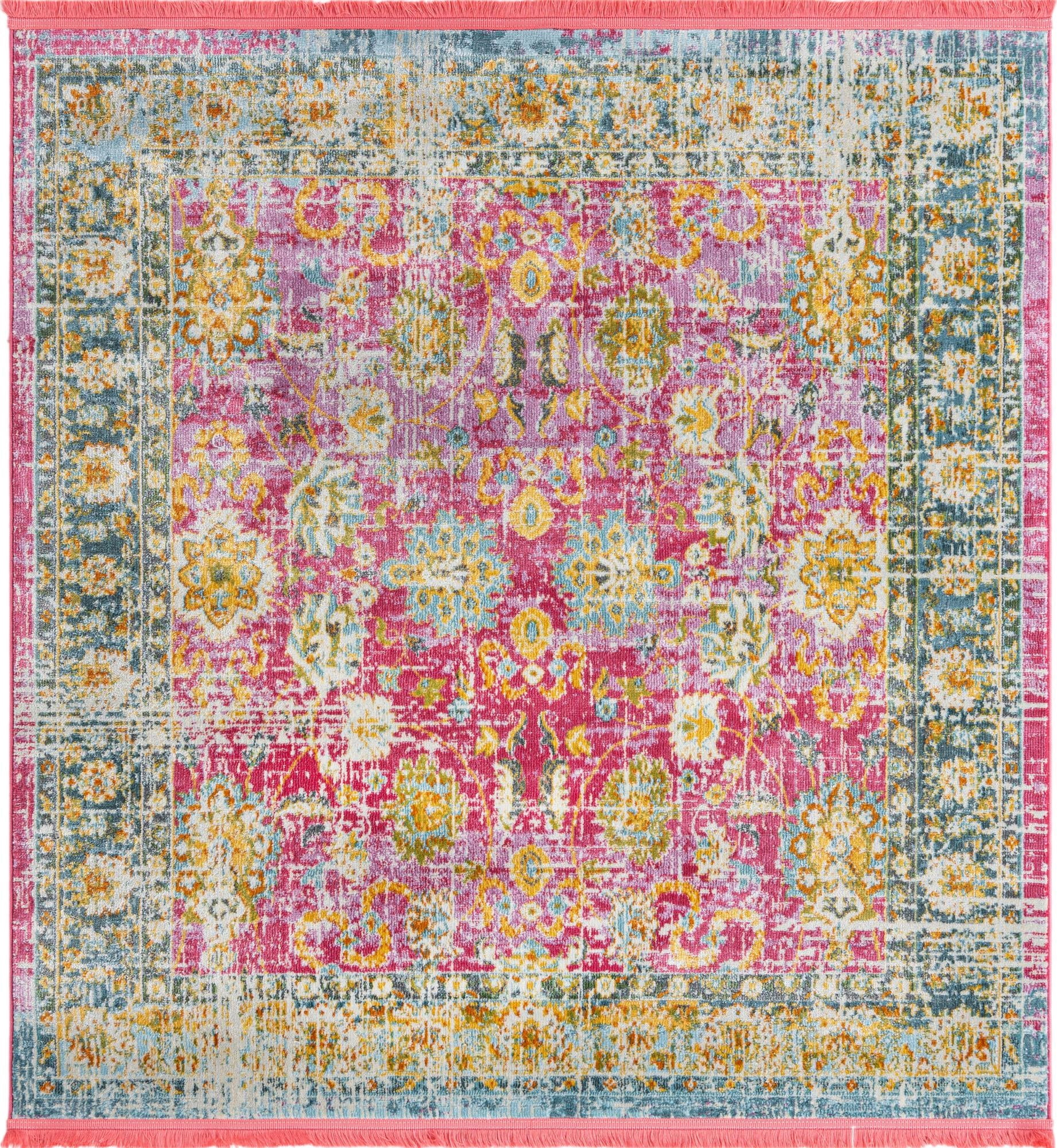 Rugs.com Paragon Collection Rug – 5 Ft Square Pink Medium-Pile Rug ...