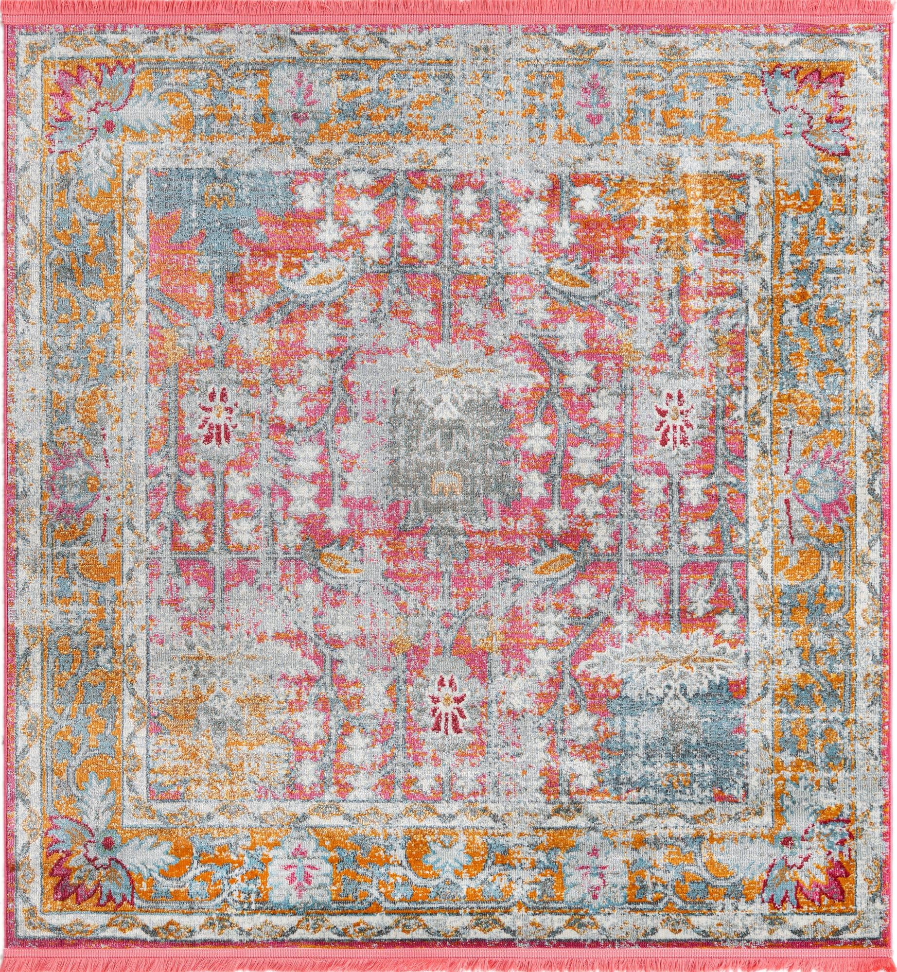 Rugs.com Paragon Collection Rug – 5 Ft Square Pink Medium-Pile Rug ...