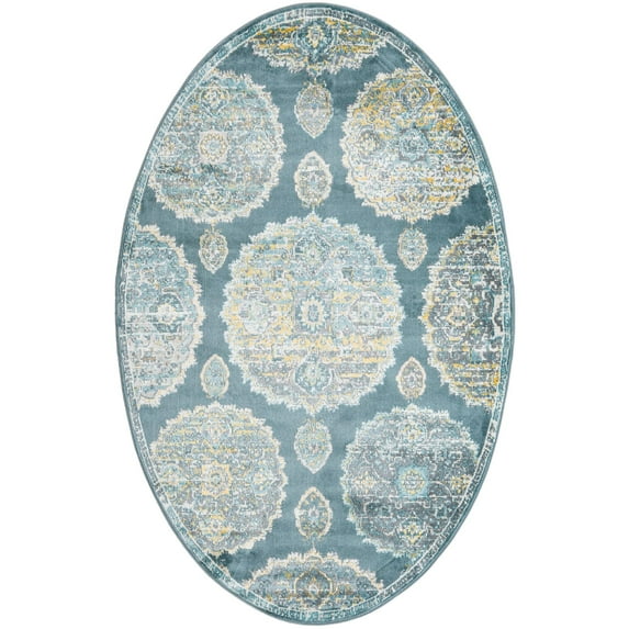 Rugs.com Paragon Collection Rug – 5' x 8' Oval Gray Blue Medium-Pile Rug Perfect For Living Rooms, Large Dining Rooms, Open Floorplans