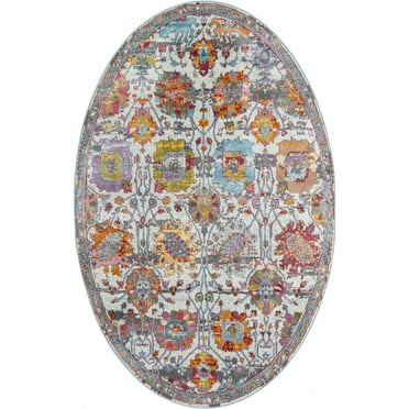 Rugs.com Paragon Collection Rug – 5' x 8' Oval Multi Medium-Pile Rug Perfect For Living Rooms, Large Dining Rooms, Open Floorplans