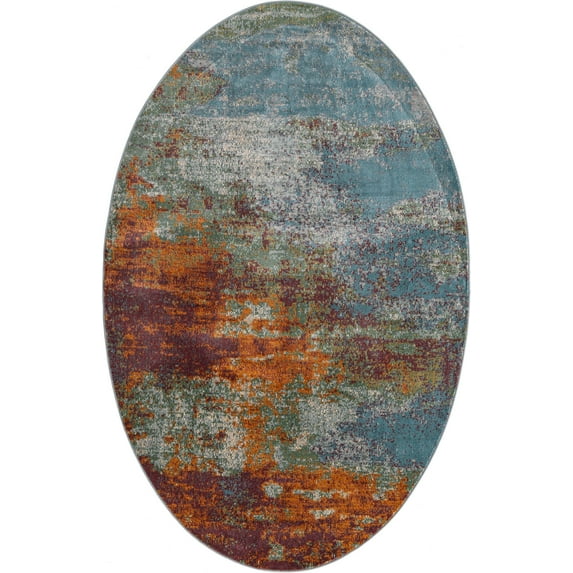 Rugs.com Paragon Collection Rug – 5' x 8' Oval Multi Medium-Pile Rug Perfect For Living Rooms, Large Dining Rooms, Open Floorplans