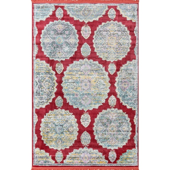 Rugs.com Paragon Collection Rug – 5' x 8' Red Medium-Pile Rug Perfect For Bedrooms, Dining Rooms, Living Rooms