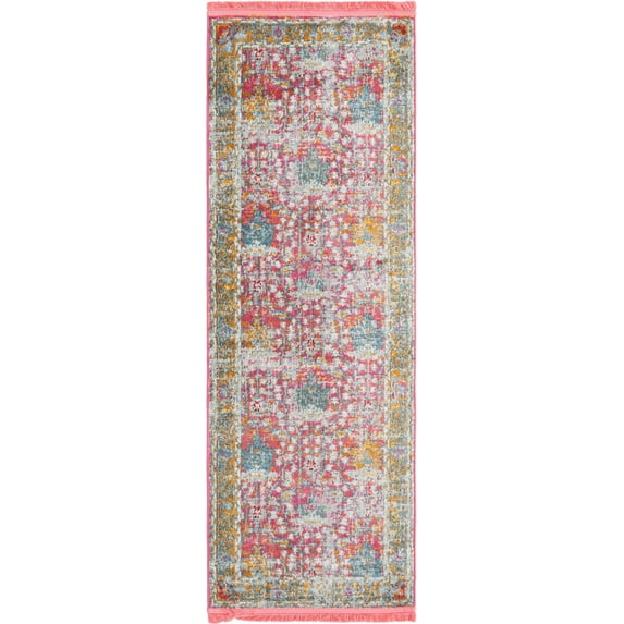 Rugs.com Paragon Collection Rug – 6 Ft Runner Pink Medium-Pile Rug Perfect For Hallways, Entryways