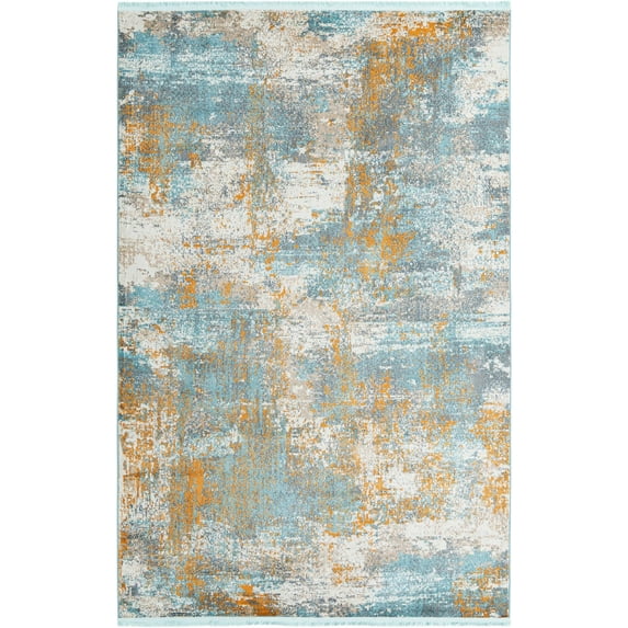 Rugs.com Paragon Collection Rug – 6' x 9' Aqua Medium-Pile Rug Perfect For Bedrooms, Dining Rooms, Living Rooms