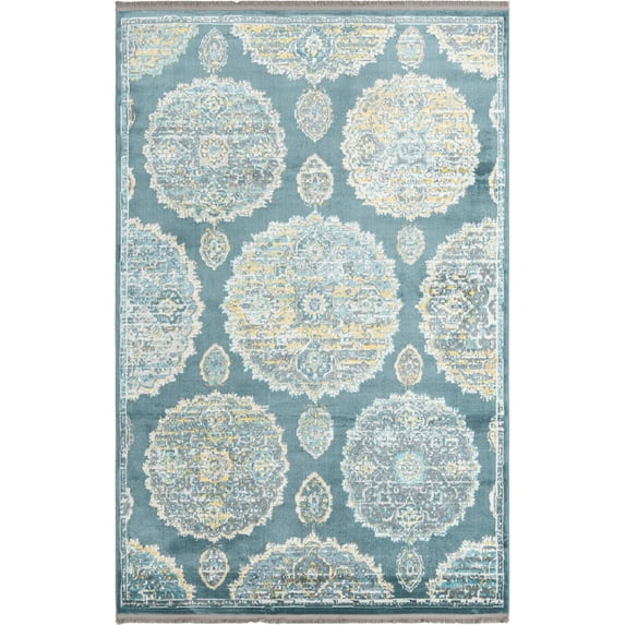 Rugs.com Paragon Collection Rug – 6' x 9' Gray Blue Medium-Pile Rug Perfect For Bedrooms, Dining Rooms, Living Rooms