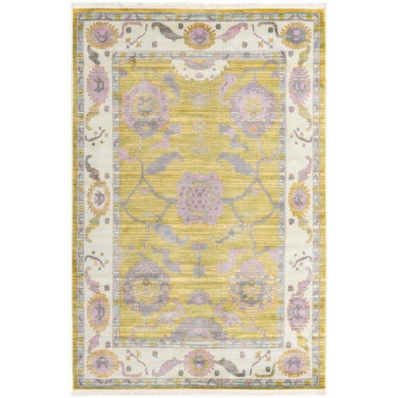 Rugs.com Paragon Collection Rug – 6' x 9' Green Medium-Pile Rug Perfect For Bedrooms, Dining Rooms, Living Rooms