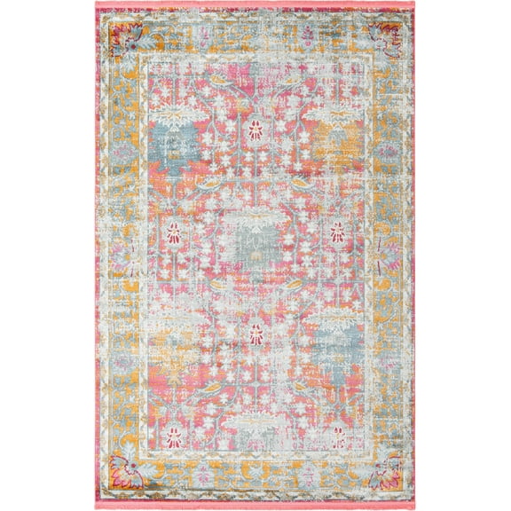 Rugs.com Paragon Collection Rug – 6' x 9' Pink Medium-Pile Rug Perfect For Bedrooms, Dining Rooms, Living Rooms