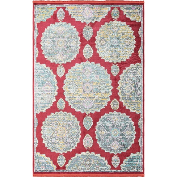 Rugs.com Paragon Collection Rug – 6' x 9' Red Medium-Pile Rug Perfect For Bedrooms, Dining Rooms, Living Rooms