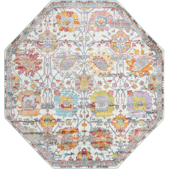 Rugs.com Paragon Collection Rug – 8 Ft Octagon Multi Medium-Pile Rug Perfect For Living Rooms, Kitchens, Entryways