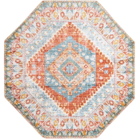 Rugs.com Paragon Collection Rug – 8 Ft Octagon Salmon Medium-Pile Rug Perfect For Living Rooms, Kitchens, Entryways