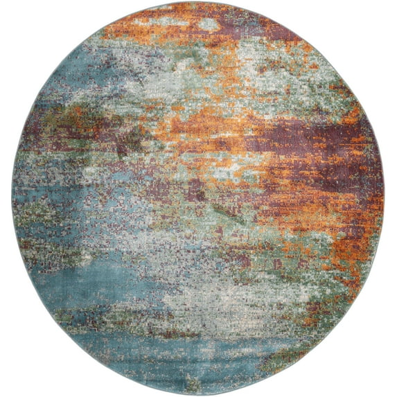 Rugs.com Paragon Collection Rug – 8 Ft Round Multi Medium-Pile Rug Perfect For Kitchens, Dining Rooms