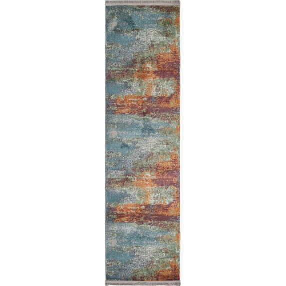 Rugs.com Paragon Collection Rug – 8 Ft Runner Multi Medium-Pile Rug Perfect For Hallways, Entryways