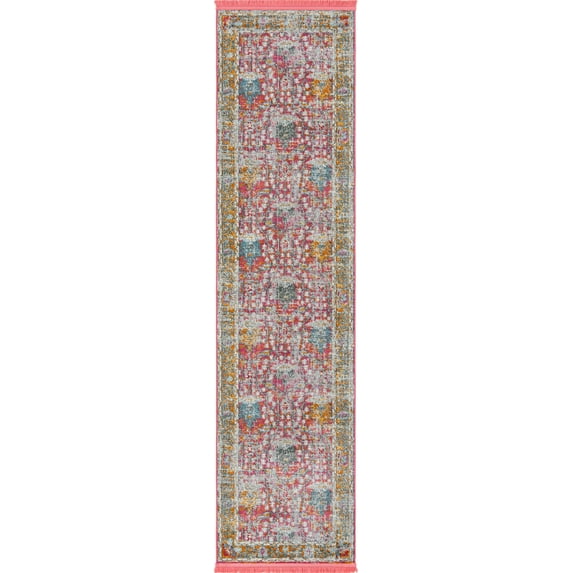 Rugs.com Paragon Collection Rug – 8 Ft Runner Pink Medium-Pile Rug Perfect For Hallways, Entryways