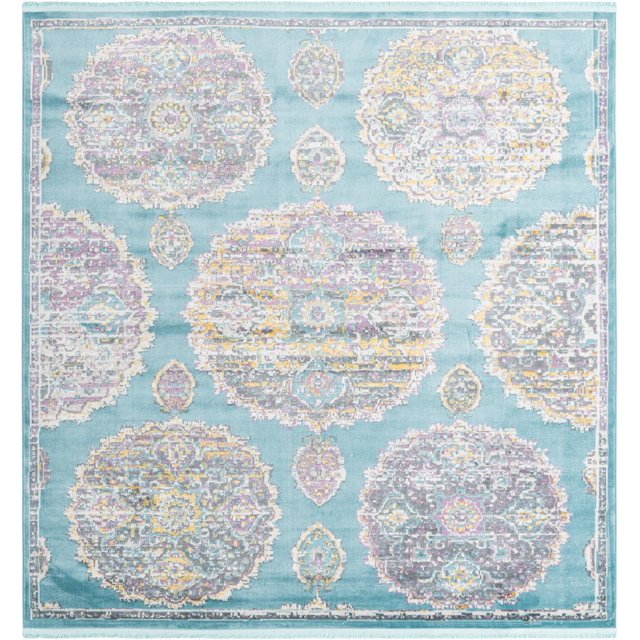 Rugs.com Paragon Collection Rug – 8 Ft Square Blue Medium-Pile Rug ...
