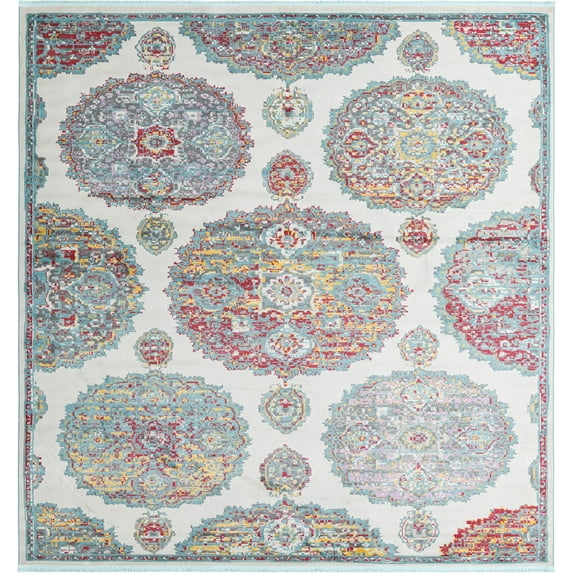 Rugs.com Paragon Collection Rug – 8 Ft Square Cream Medium-Pile Rug Perfect For Living Rooms, Kitchens, Entryways