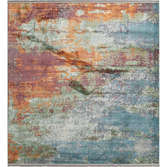 Rugs.com Paragon Collection Rug – 8 Ft Square Multi Medium-Pile Rug Perfect For Living Rooms, Kitchens, Entryways