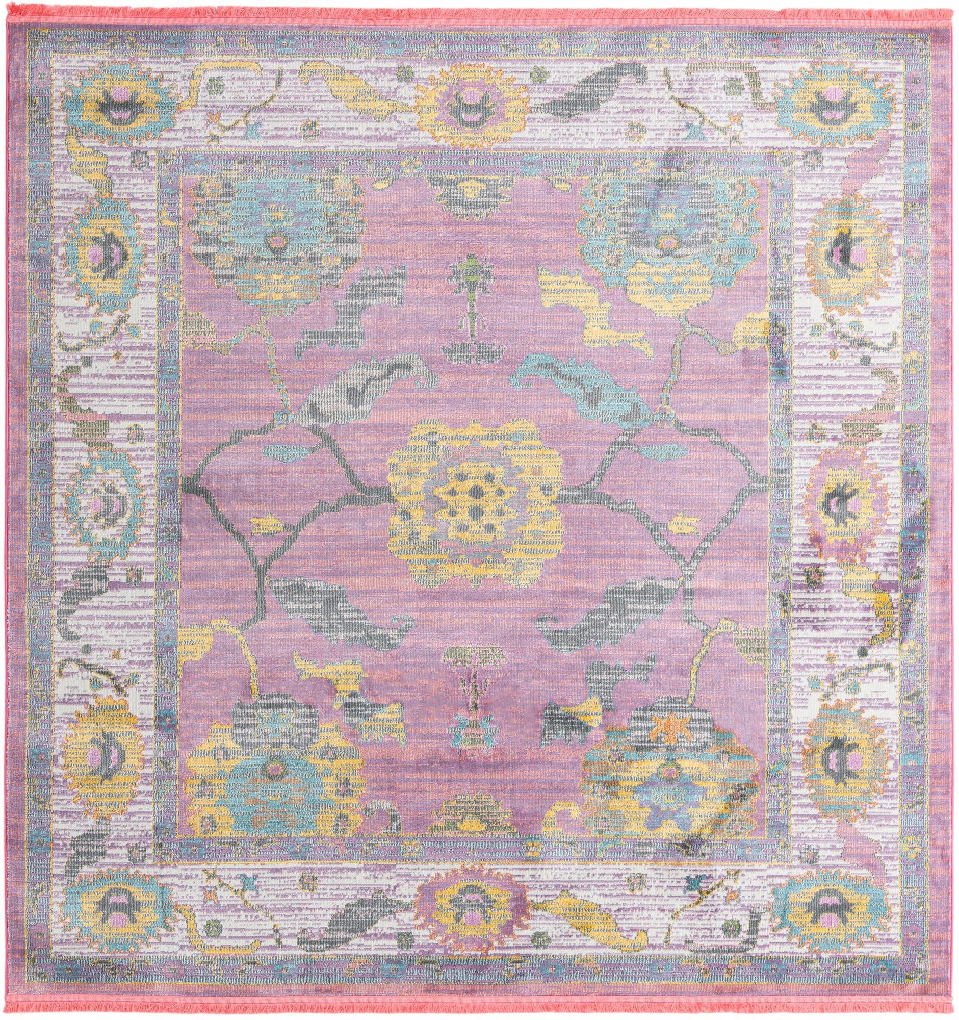 Rugs.com Paragon Collection Rug – 8 Ft Square Pink Medium-Pile Rug ...