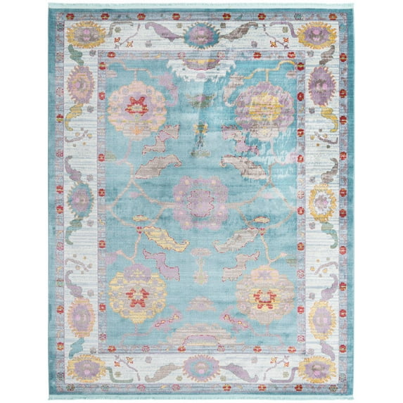 Rugs.com Paragon Collection Rug – 8' x 10' Aqua Medium-Pile Rug Perfect For Living Rooms, Large Dining Rooms, Open Floorplans