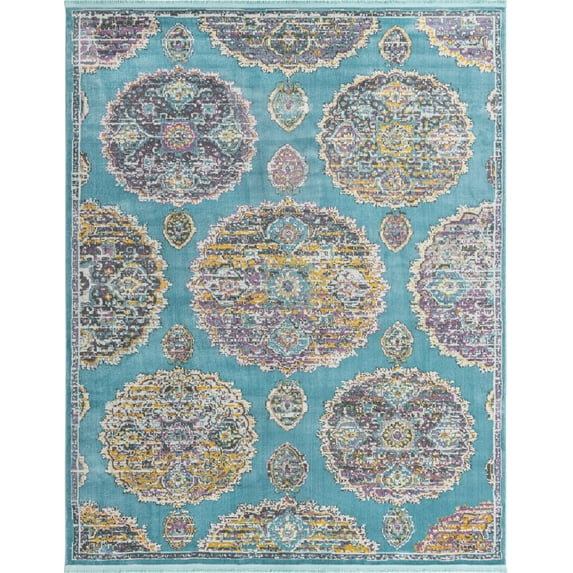 Rugs.com Paragon Collection Rug – 8' x 10' Blue Medium-Pile Rug Perfect For Living Rooms, Large Dining Rooms, Open Floorplans