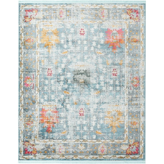 Rugs.com Paragon Collection Rug – 8' x 10' Blue Medium-Pile Rug Perfect For Living Rooms, Large Dining Rooms, Open Floorplans
