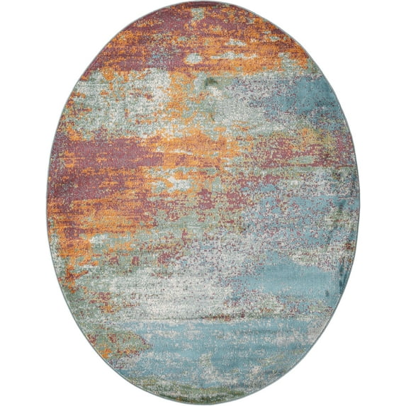 Rugs.com Paragon Collection Rug – 8' x 10' Oval Multi Medium-Pile Rug Perfect For Living Rooms, Large Dining Rooms, Open Floorplans