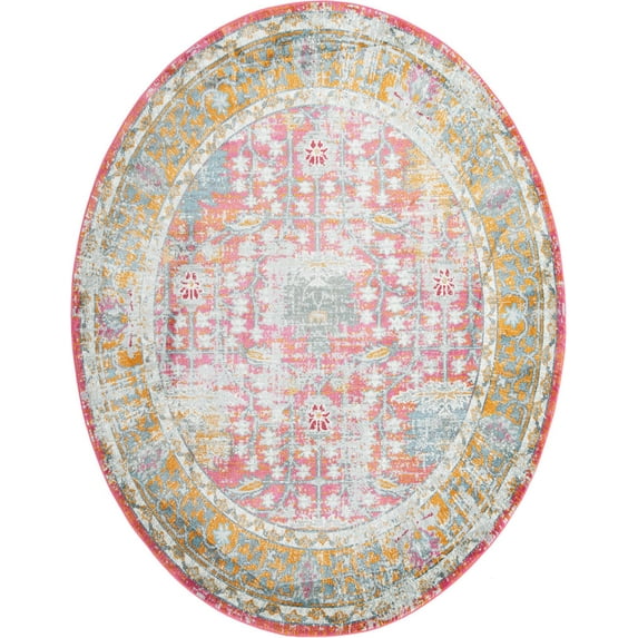 Rugs.com Paragon Collection Rug – 8' x 10' Oval Pink Medium-Pile Rug Perfect For Living Rooms, Large Dining Rooms, Open Floorplans