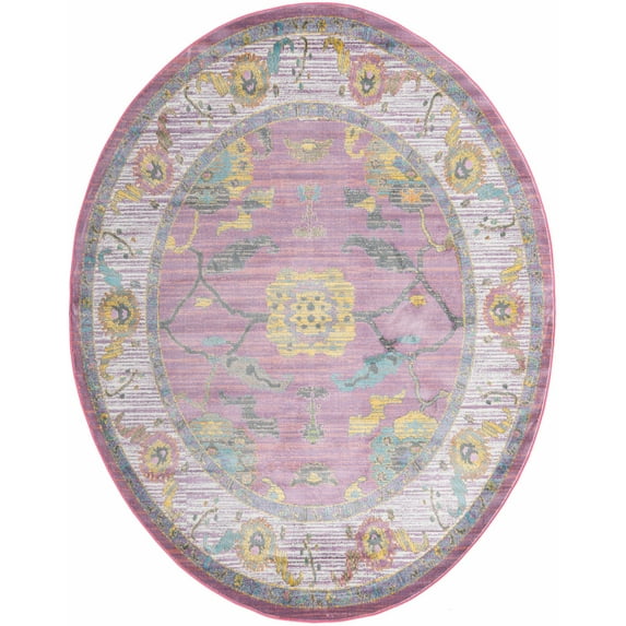 Rugs.com Paragon Collection Rug – 8' x 10' Oval Pink Medium-Pile Rug Perfect For Living Rooms, Large Dining Rooms, Open Floorplans